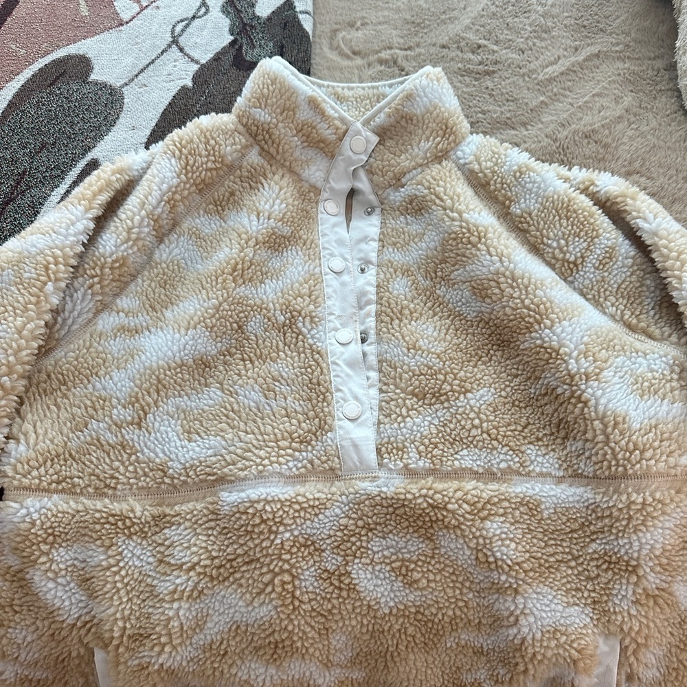 Cozy Tan and Cream Sherpa Pullover